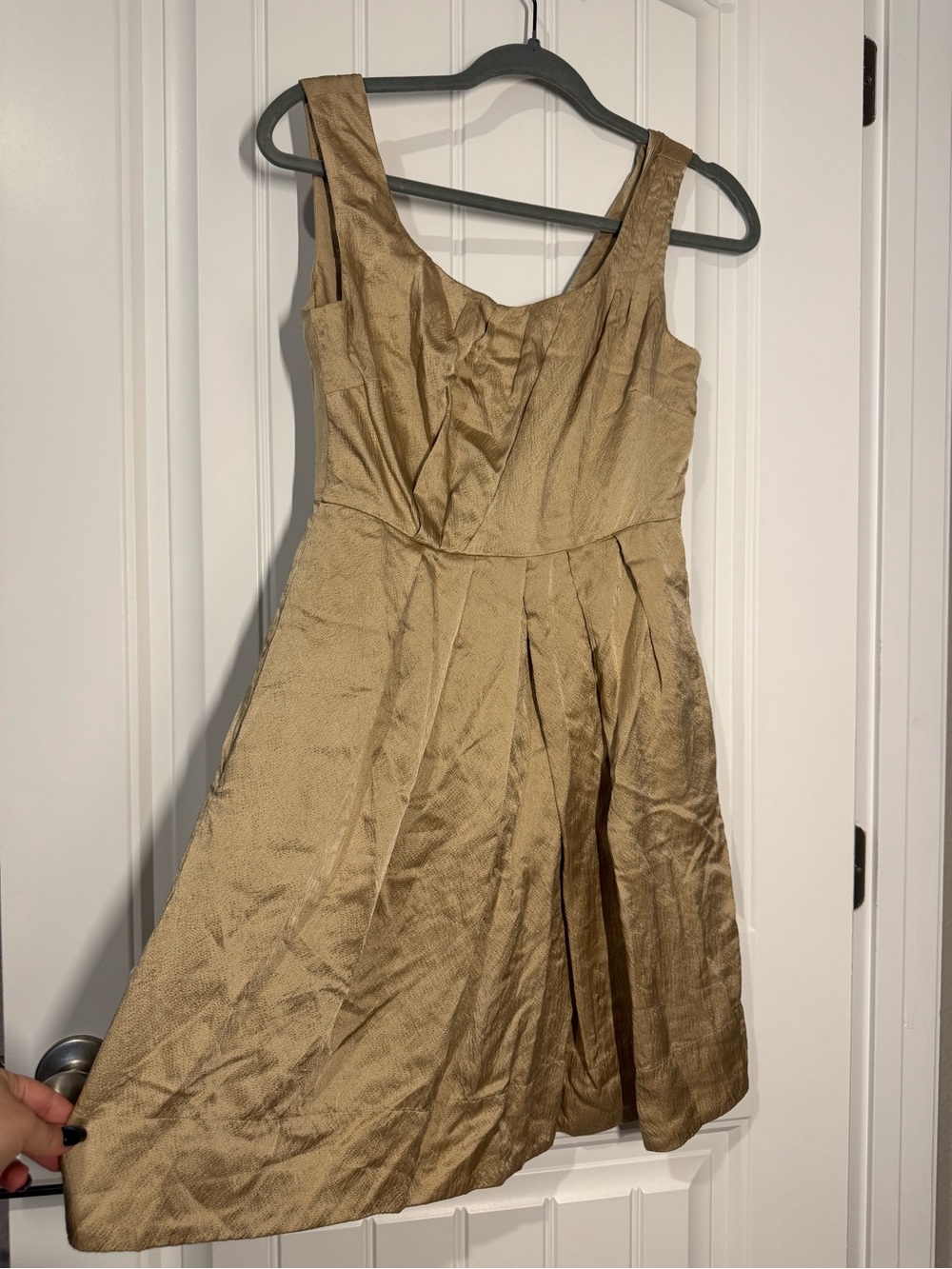 Banana Republic Metallic Gold Silk A-Line Dress